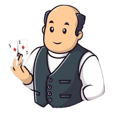 Card dealer in casino vest distributing playing cards sticker