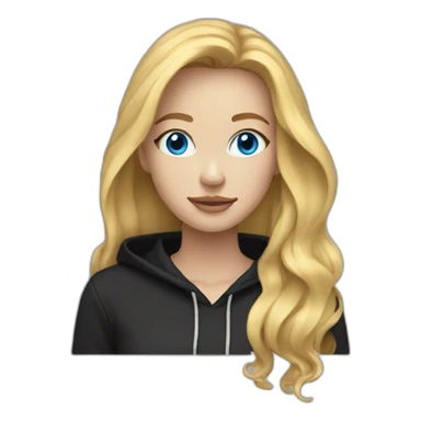 Woman with long blonde hair and blue eyes in black hoodie sticker
