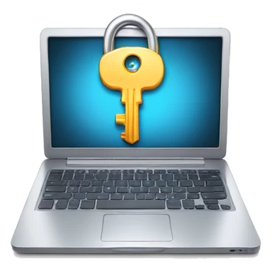 opened laptop with image of a key on the screen  sticker