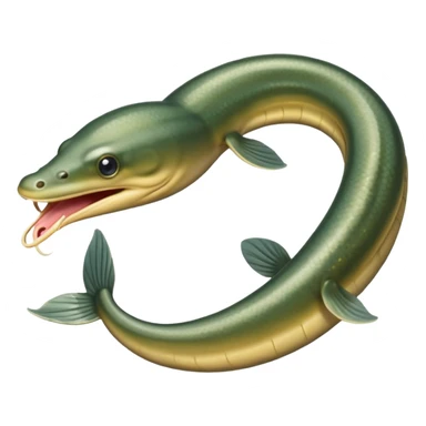 an eel with two mouths, simple background, visually clear, suitable for emoji sticker