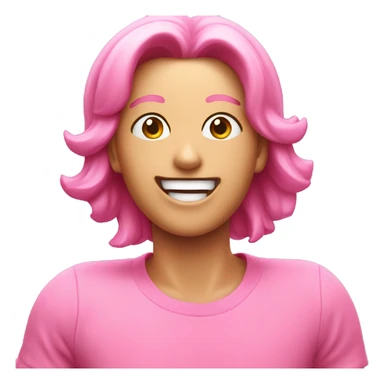 very excited and happy pink face sticker