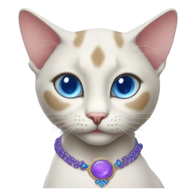 thai cat with blue eyes and purple necklace  sticker