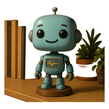 friendly bobblehead style robot sticker