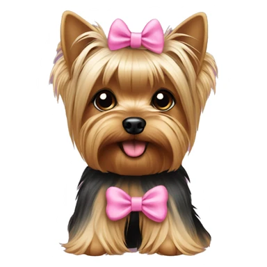 Yorkie with pink bow sticker