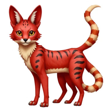 Epic complex detailed sanguine-red realistic aesthetic-scenic-Fakémon-Trico-Sergal-Serval-Vernid-creature sticker