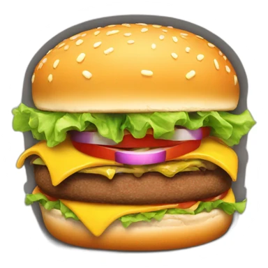 face of man taking bit of big burger with big mouth sticker