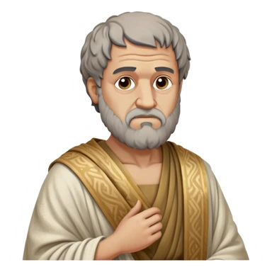 Cinematic Realistic portrait of Aristotle the philosopher, depicted as a wise, contemplative figure in detailed ancient Greek attire, with a textured draped robe and thoughtful expression, bathed in soft classical lighting that highlights his timeless intellect. sticker