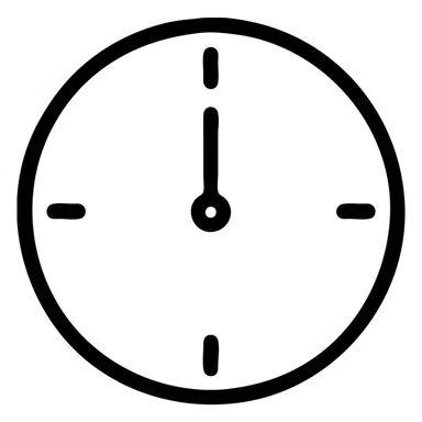 clock showing 1 pm, minimal design, black outline, no numbers sticker