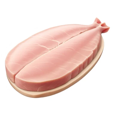 realistic raw turkey breast fillet, single, boneless, elongated, pale pink, smooth, moist, fine muscle grain, natural contours, clean, lean, tender, flat or gently curved, no plate, packaging, or faces, clean 3D, soft lighting, transparent background, emoji scale sticker