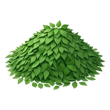 loose scatter of flat jagged green flakes, crisp and matte, evoking dried wild garlic, soft lighting, subtle shadows, emoji scale sticker