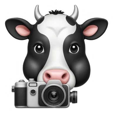 cartoon cow's head with camera sticker