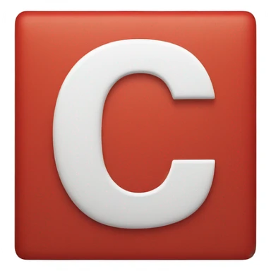 white letter C placed in a red square sticker