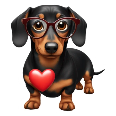Dachshund with heart glasses sticker