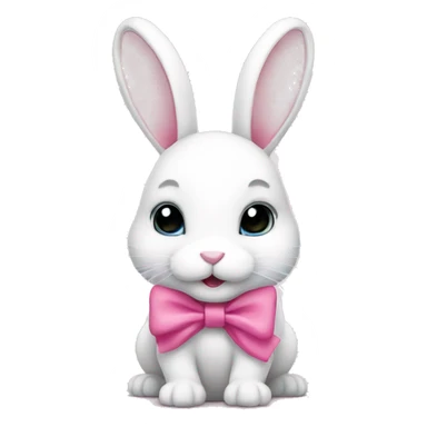 A white bunny with a pink bow sticker