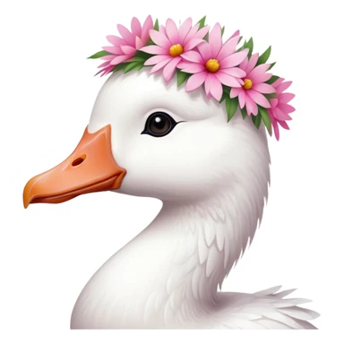 white goose with a pink flower crown sticker