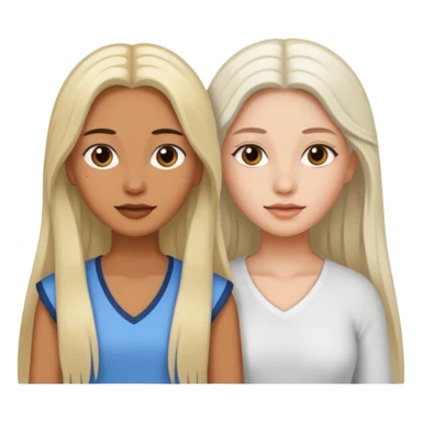 Dos mujeres juntas que una sea de color trigueña y de color blanca, cabello largo sticker
