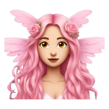 big wings, rose, Beautiful, fairy, pink, long hair sticker