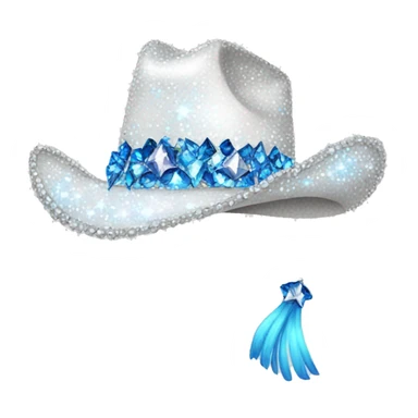 bedazzled white cowgirl hat with blue rhinestones sticker