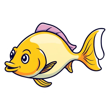 goofy fish with dopey expression and misaligned eyes, looking directly to the right sticker