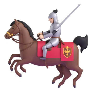 knight riding a horse with lance in hand sticker