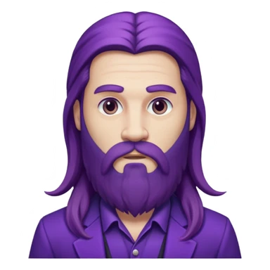 Give me png of a character having bold masculine beard and hairs with white skin which should look similar to a gangster, the colour tone should be purple, long hairs and long beard sticker