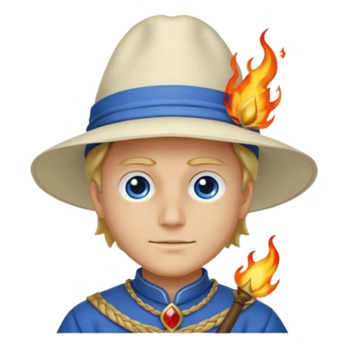 Sabo l'empereur des flammes avec un chapeau blanc et une chemise bleu de one piece sticker