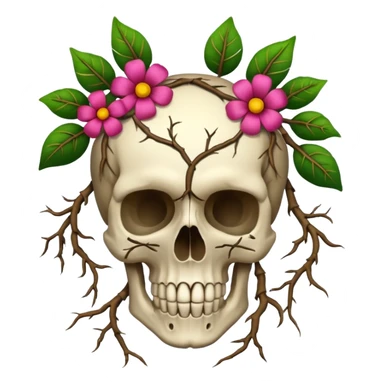 Skull made of roots + flowers sticker