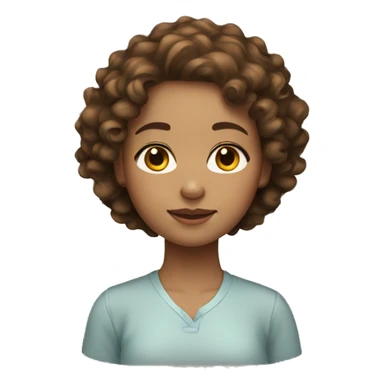 a brown haired girl with light skin and curly hair sticker