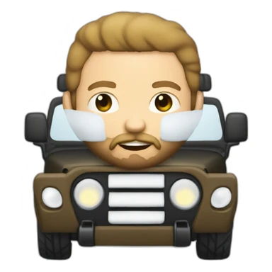 white bold man with beard riding Jeep jk sticker