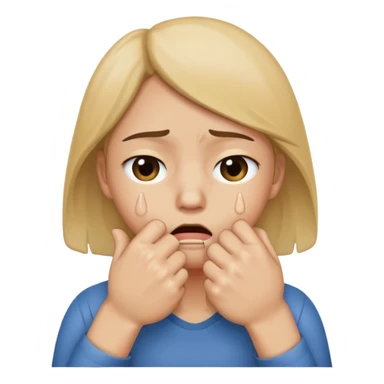 crying emoji with hand in fist over mouth sticker