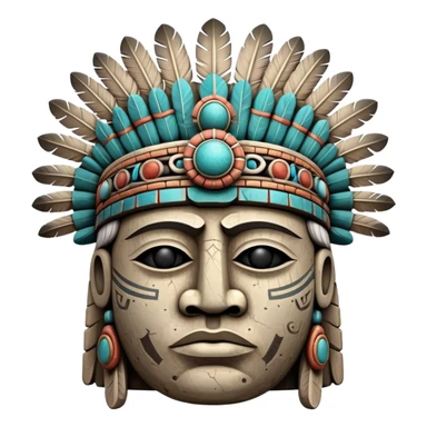 Toltec stone head carving with ceremonial headdress sticker