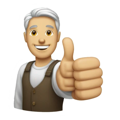 White man showing thumbs up sticker