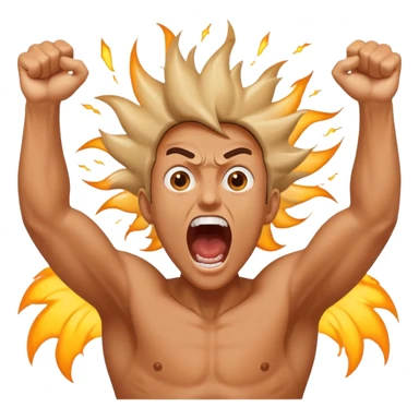 extremely hyper-excited person screaming with massive joy, arms flailing wildly in the air, explosive energy, eyes wide open sticker