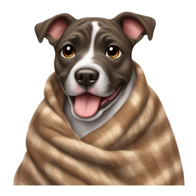Happy brindle pit wrapped in a cozy blanket sticker