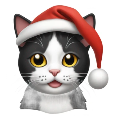 Tuxedo cat with a Christmas hat on sticker