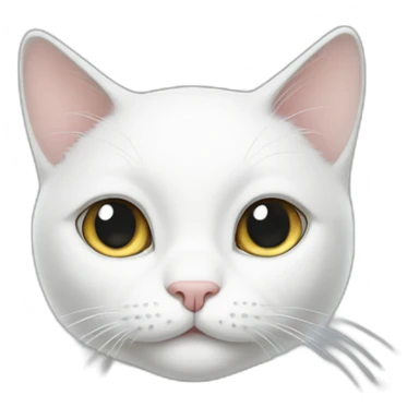 white cat with gray spot sticker