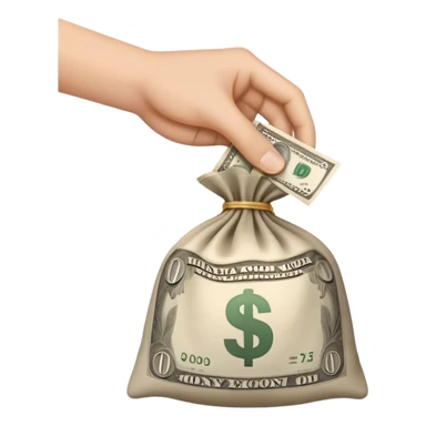 one hand holding a bag of money sticker