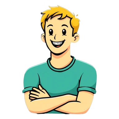 arms crossed holding neck laughing guy sticker