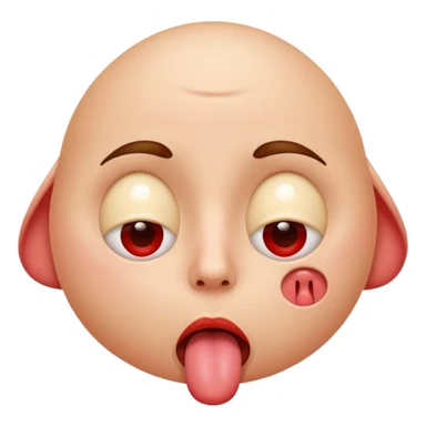 face with rolled up eyes, tongue hanging out, flushed, breathing out hot airs sticker