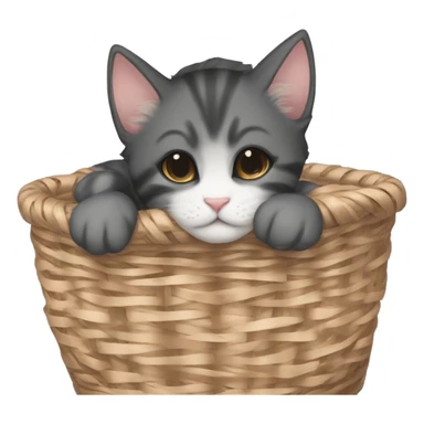 Kitten curled up in a basket dark academia aesthetic sticker