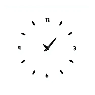 Hand-drawn analog wall clock with numbers sticker