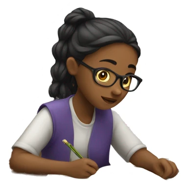 Girl studying sticker