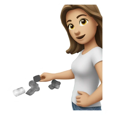 girl puts foam rubber under the yacht sticker