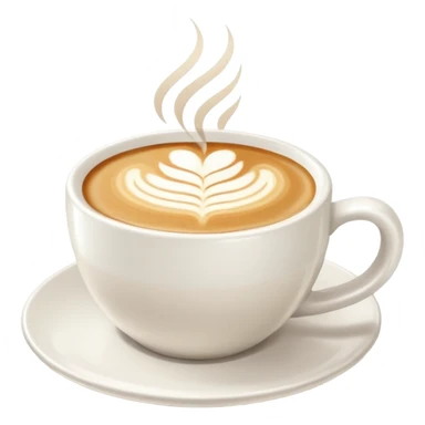 a flat white coffee without a face in a clean white coffee mug witout anyhing on it. there is latte art in the coffee sticker