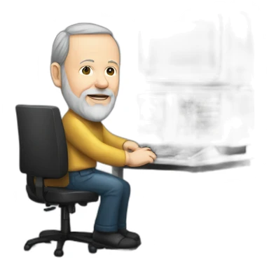 Dennis Ritchie with a PDP-11 computer sticker