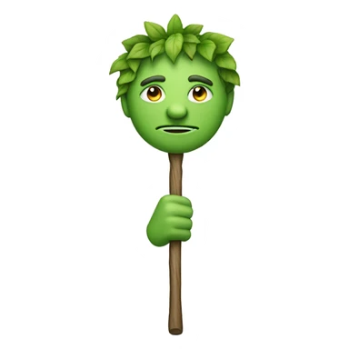 green man holding a stick sticker