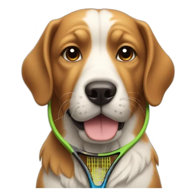 Dog with tennis racket sticker