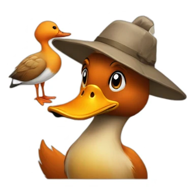 duck and fox with mushroom hats sticker
