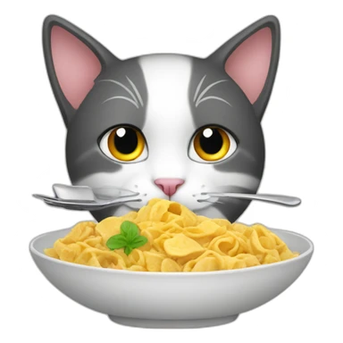 A cat eating dishes sticker