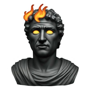 black iron roman bust on fire sticker
